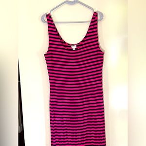Merona bright pink/navy blue striped maxi dress.